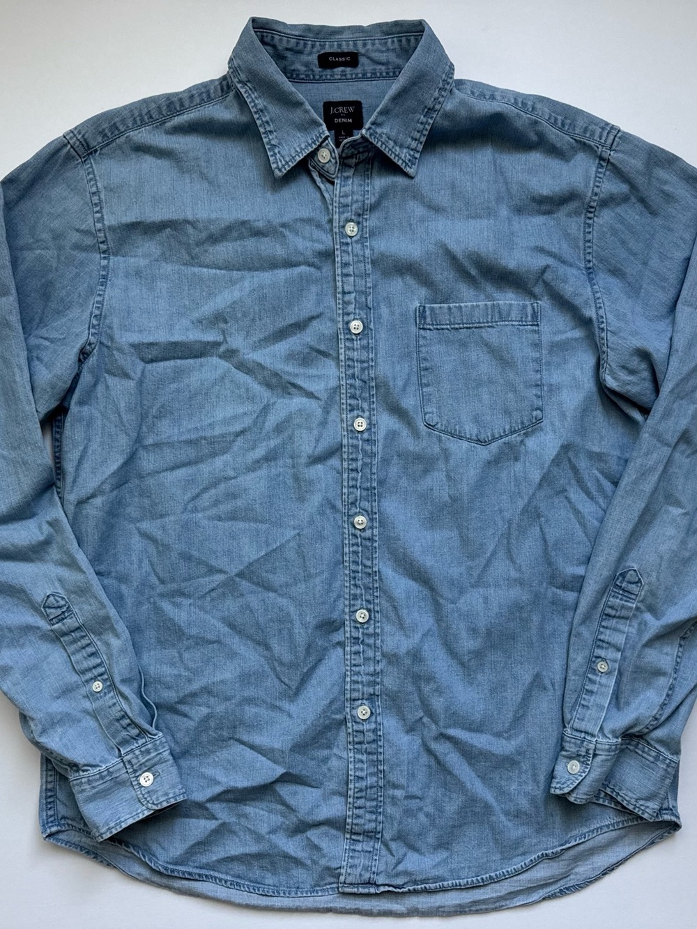 J. Crew Classic Timeless Lightweight Western Old Money Fall Layering Denim Shirt